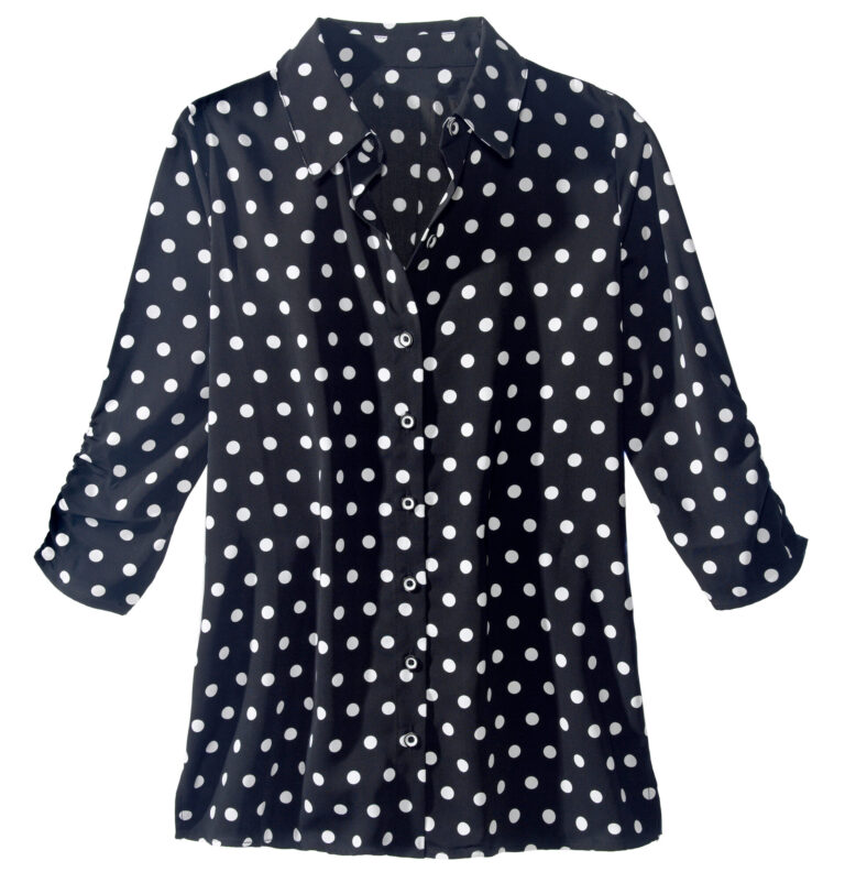 Black,Button,Up,Shirt,With,White,Polka,Dots,And,Three